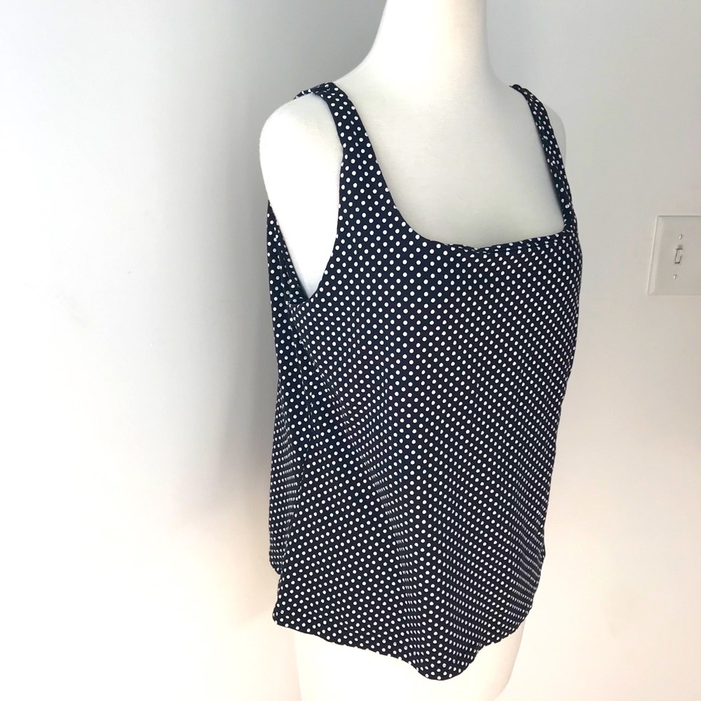 Karen Scott Built Bra Tank Top Polka Dot Blouse